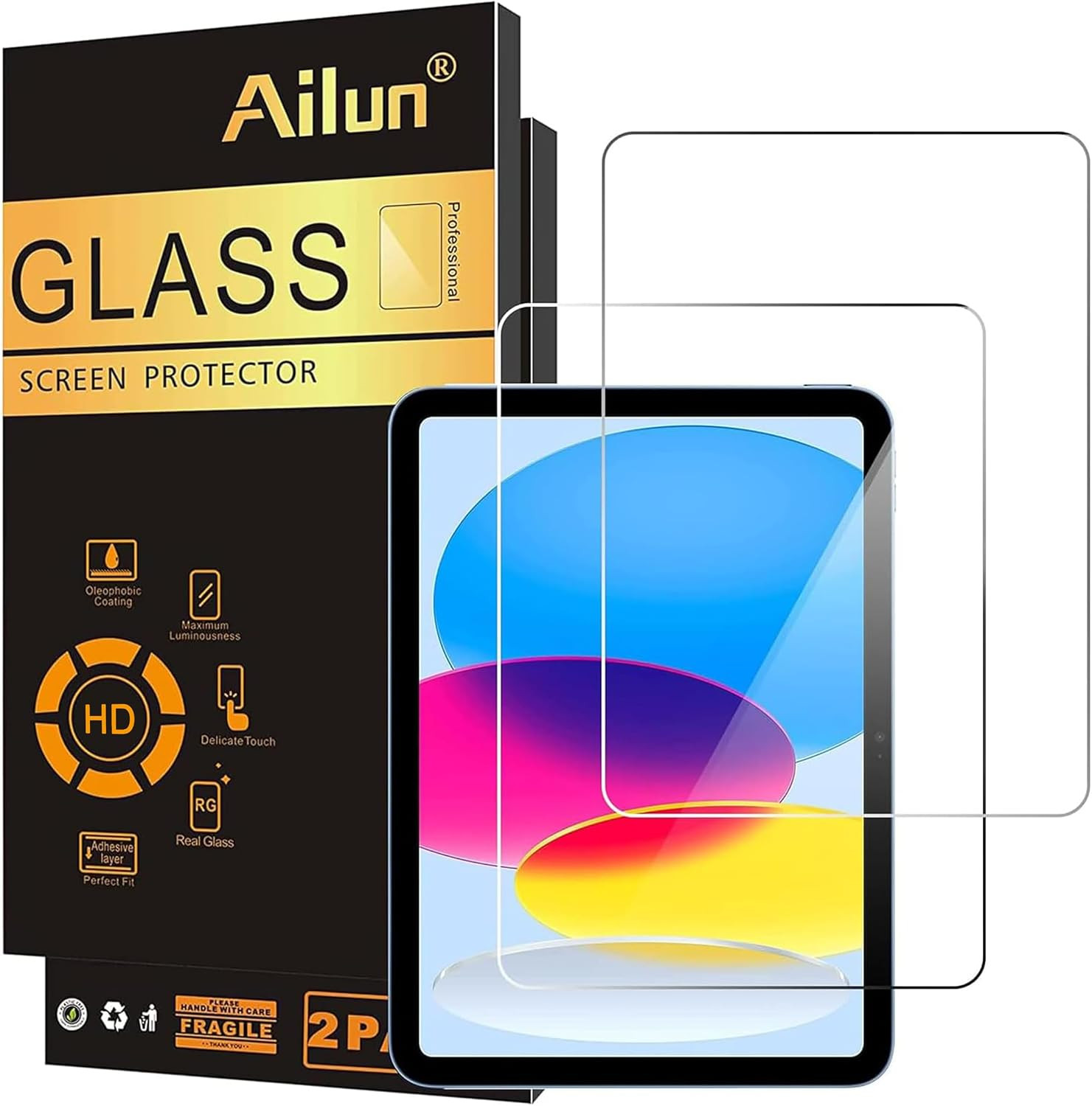Ailun 2Pack Screen Protector for Ipad A16 2025 11Th 11"/10Th Gen 2022 10.9"