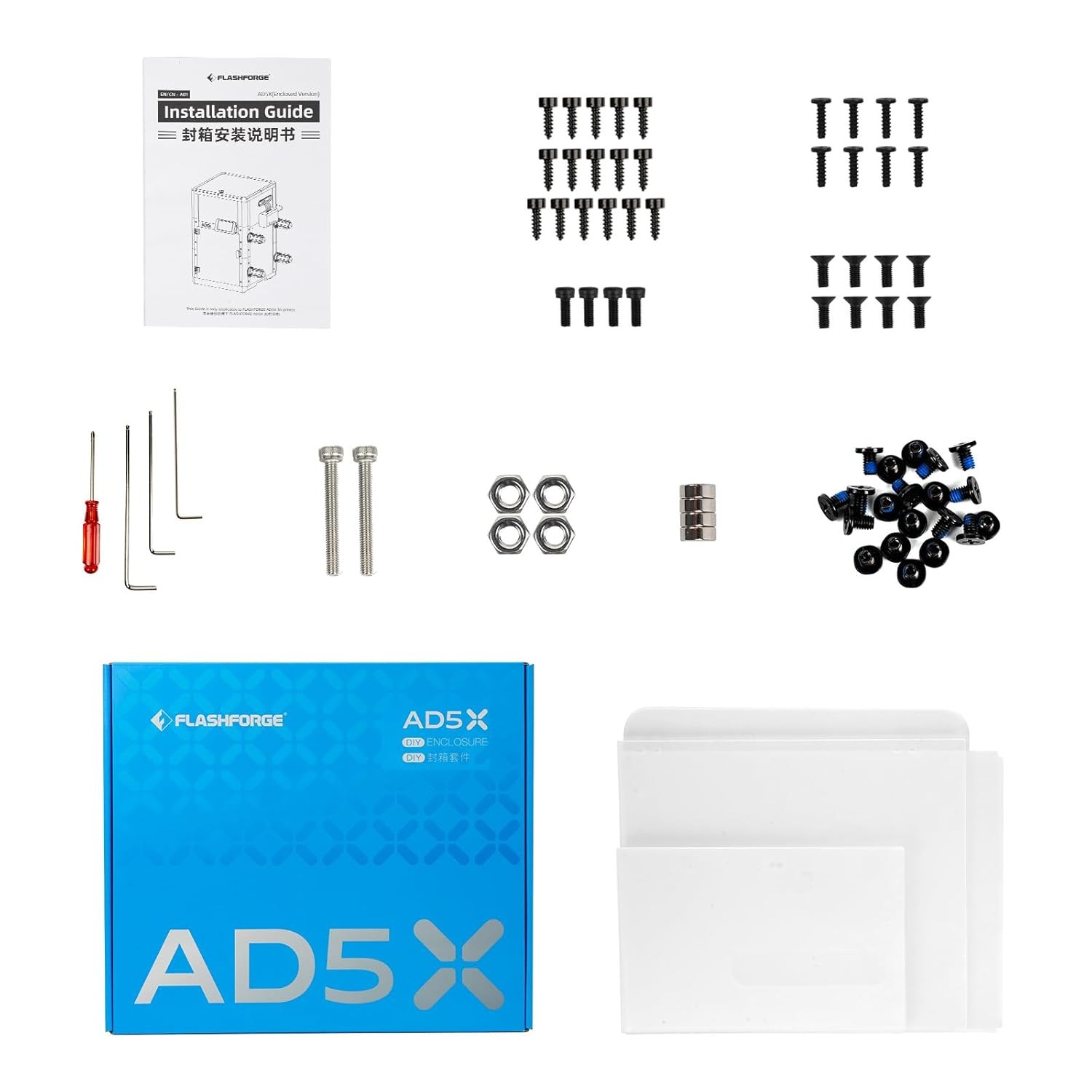 Flashforge Enclosure Accessory Set for AD5X DIY Enclosure with Plates and Screws