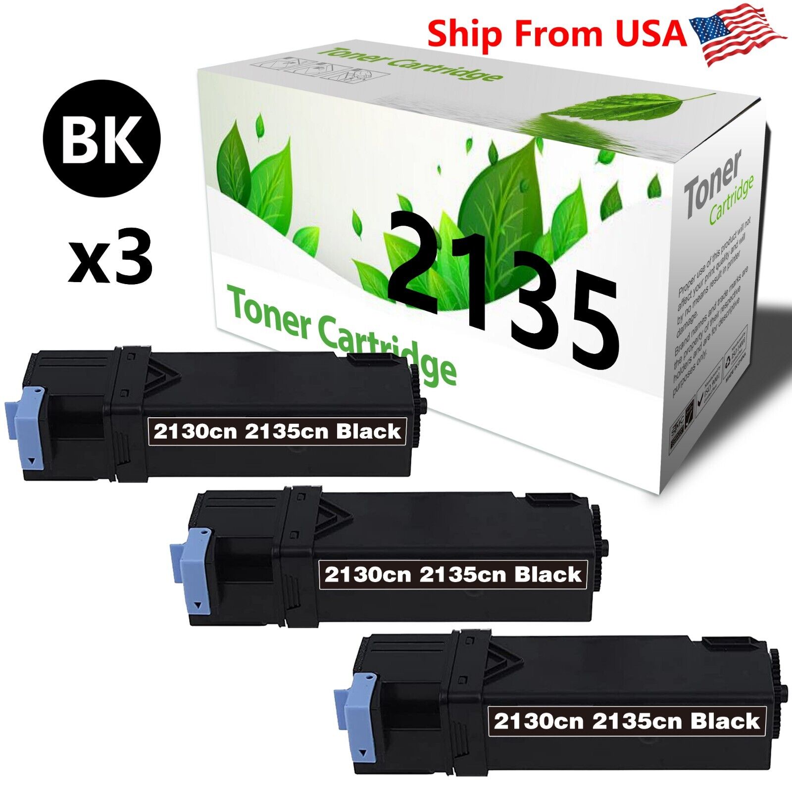 (3PK,Black) 2135 330-1389 Toner Cartridge for 2130CN 2130 2135CN Printer