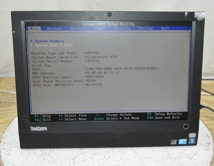 Lenovo ThinkCentre A70z AiO PC Core2 Duo E7500 2.93GHz 2GB 320GB SEE NOTES 