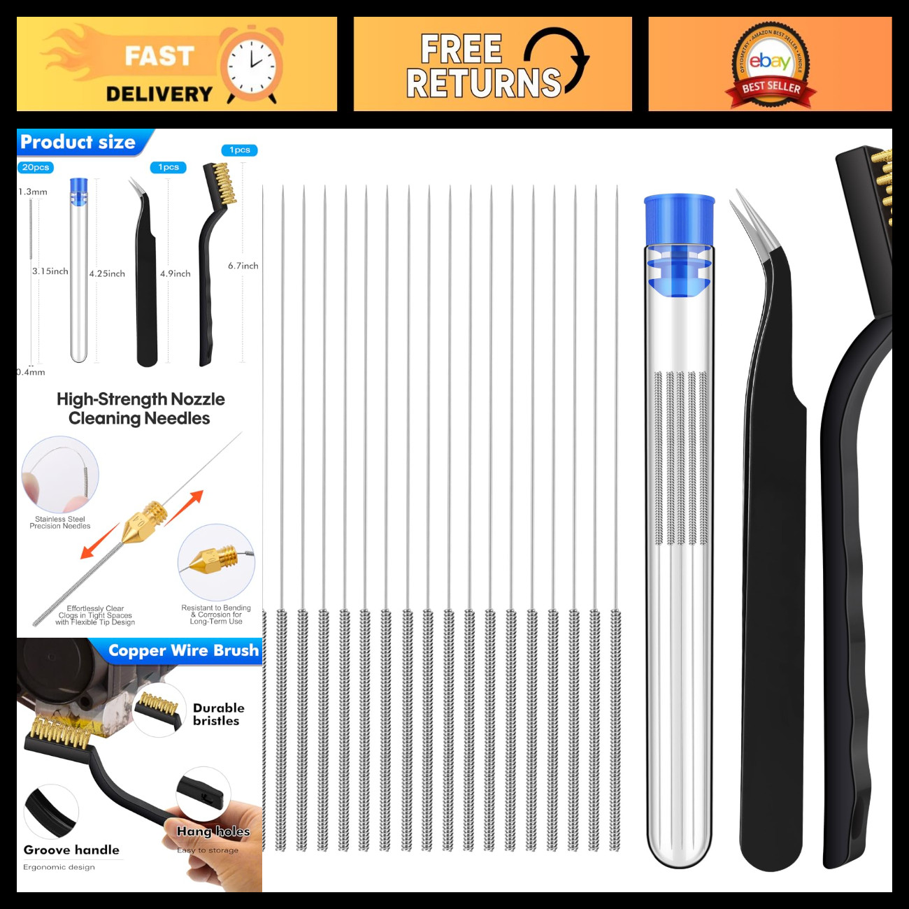 22PCS 3D Printer Nozzle Cleaning Kit - Essential Tools for 3D Printing Maintenan