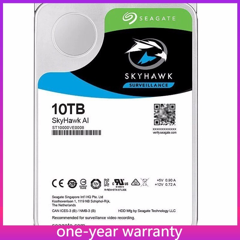 ST10000VE0008 Seagate SkyHawk AI 10TB 7200RPM SATA 6Gb 3.5" 256MB Hard Drive HDD