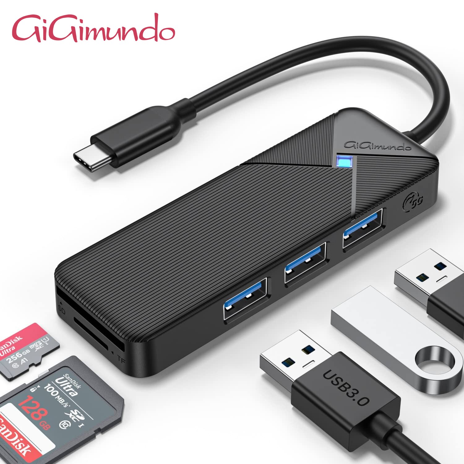 USB 3.0 Hub 4 IN 1 USB Hub USB Splitter USB Expander for Laptops SD/TF Reader