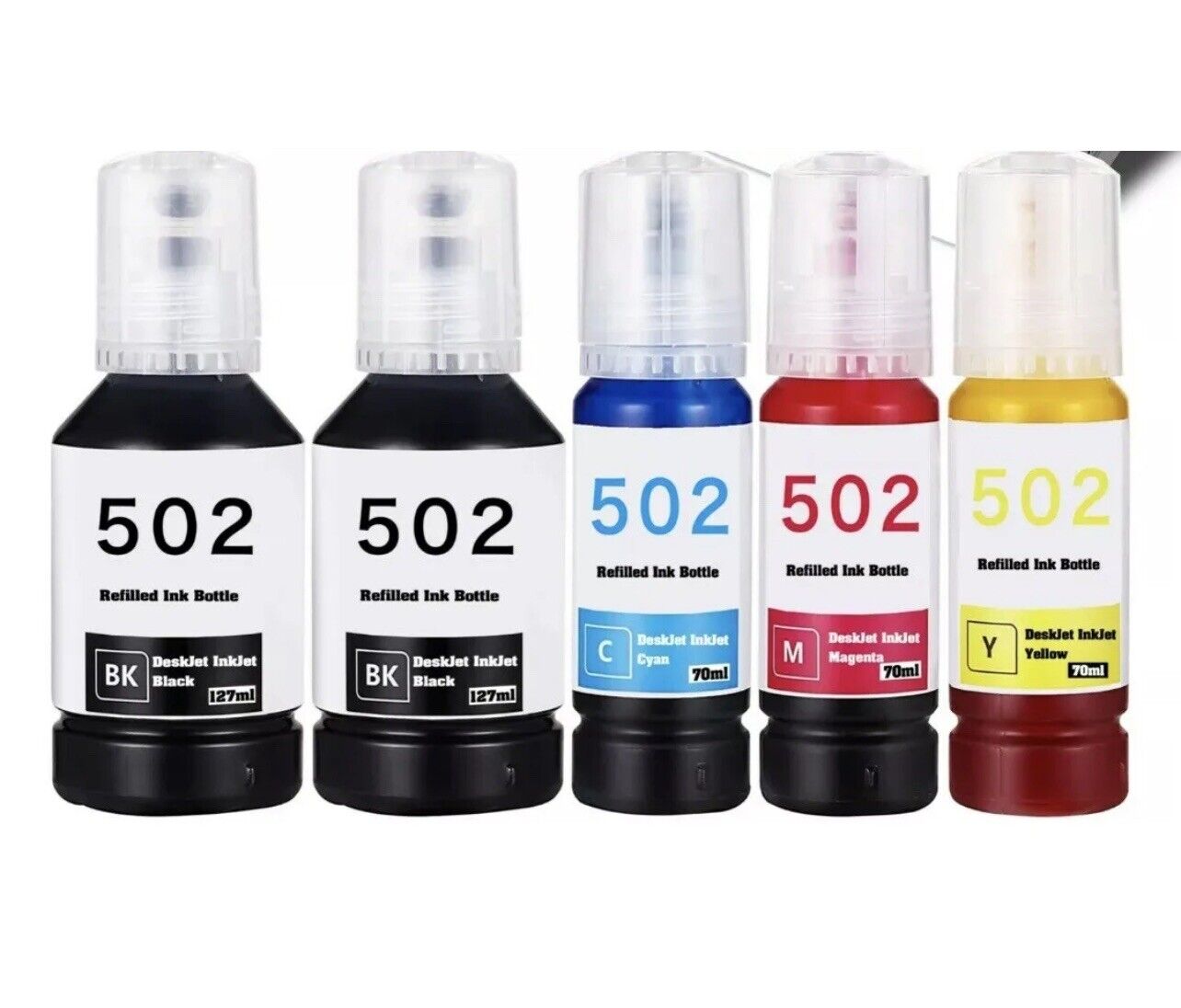 5PK Refill Ink Bottles for Epson EcoTank 502 ET-4760 ET-2760 ET-2750 ET-3760 New