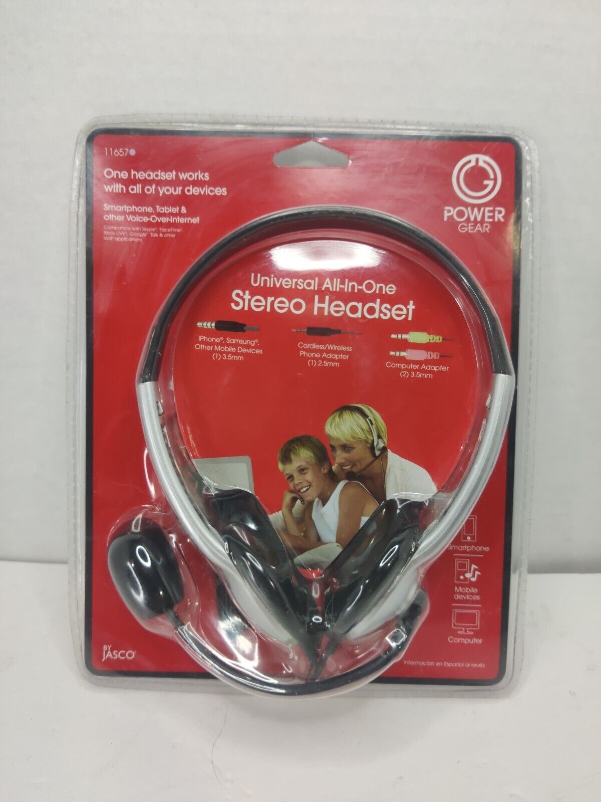 GE 11657 Stereo Headsets Universal All In One Black And Gray NIP