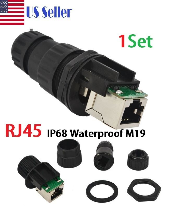 Waterproof IP68 Ethernet RJ45 Panel Mount Pass-Through Connector Socket CAT5-6E