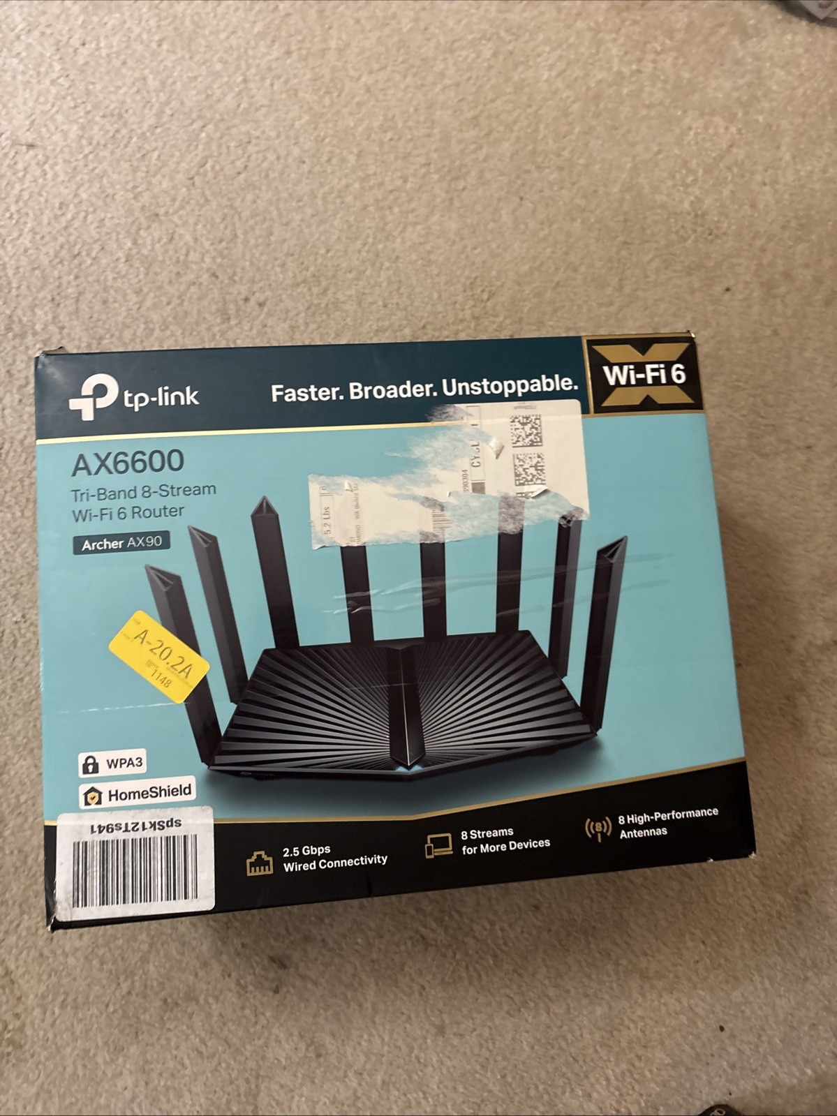 TP-Link AX6600 Tri-Band WiFi 6 Router (Archer AX90), Router No Cord