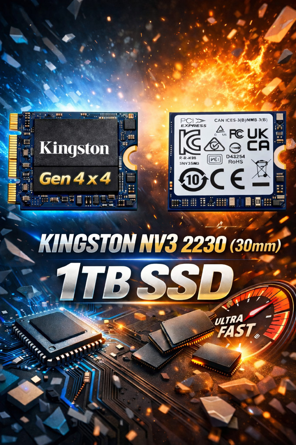NEW Kingston NV3 1TB SSD M2 2230 30mm PCIe NVMe Gen 4 SSD Solid State Drive Gen4
