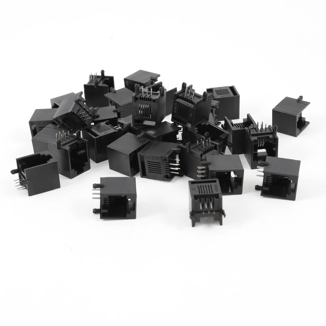 30pcs 90 Degree Push in RJ12 6P6C Network PCB Jacks Socket Connector Black