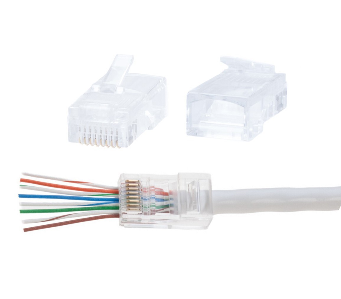 RJ45 EZ Modular Plug CAT5e CAT6 UTP Network Cable End Pass Through Connector Lot