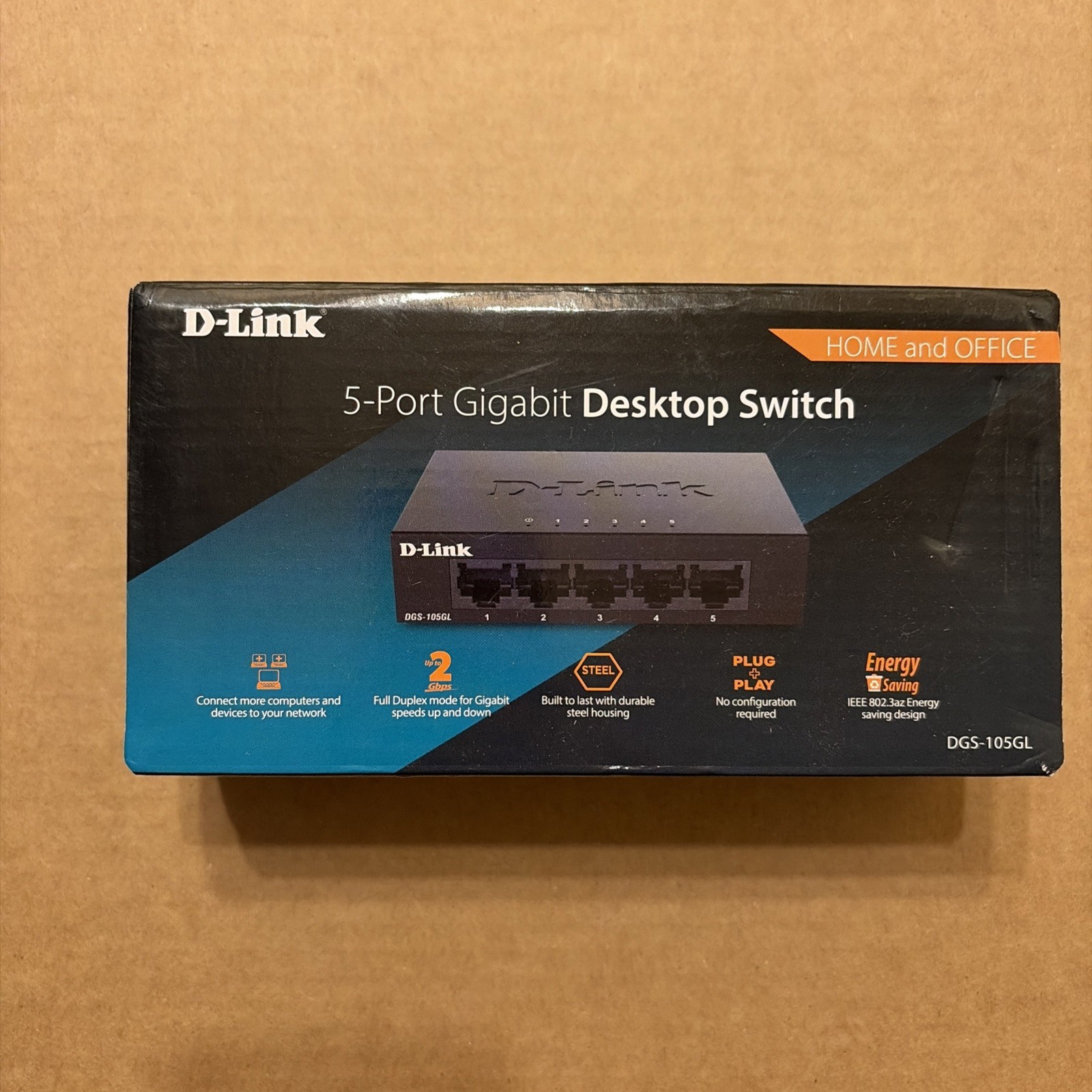 D-Link Switch DGS-105GL 5-Port Gigabit Desktop Ethernet Switch Metal Save Energy