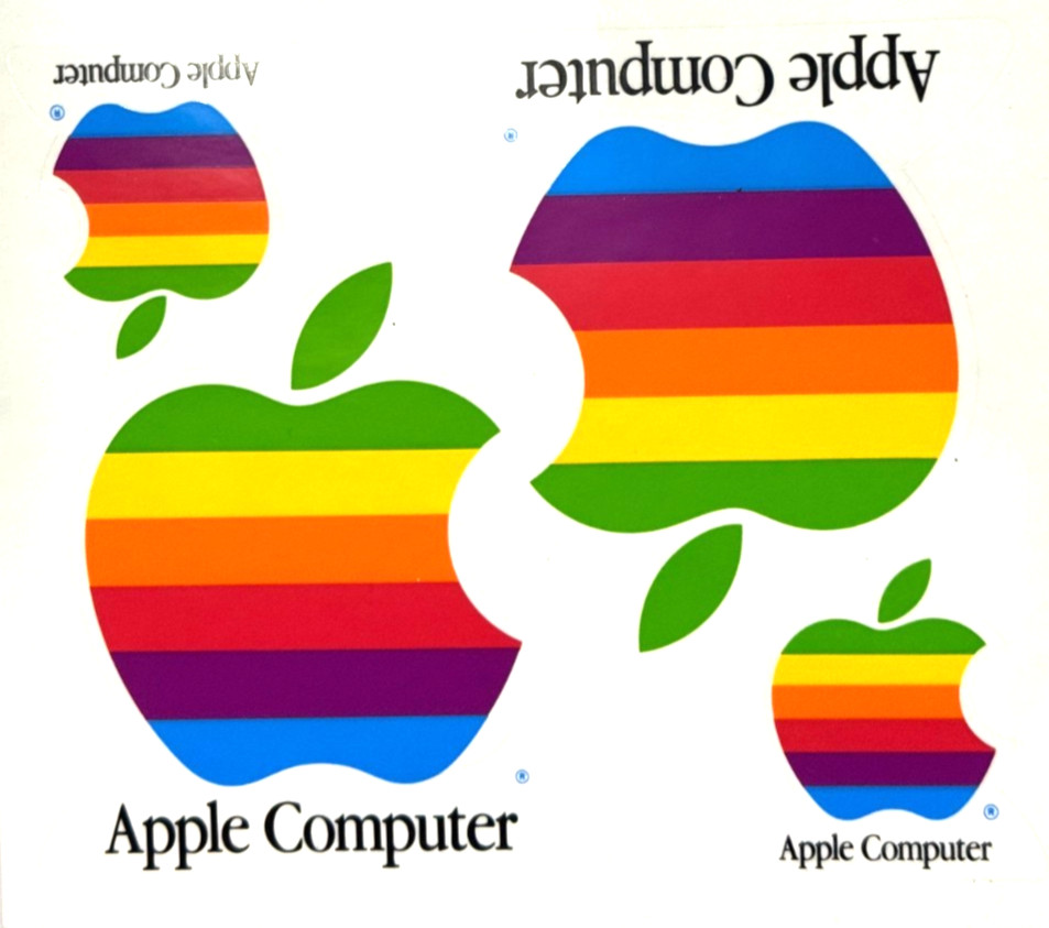 Vintage Original Apple Computer Rainbow Stickers  Four Stickers Per Sheet