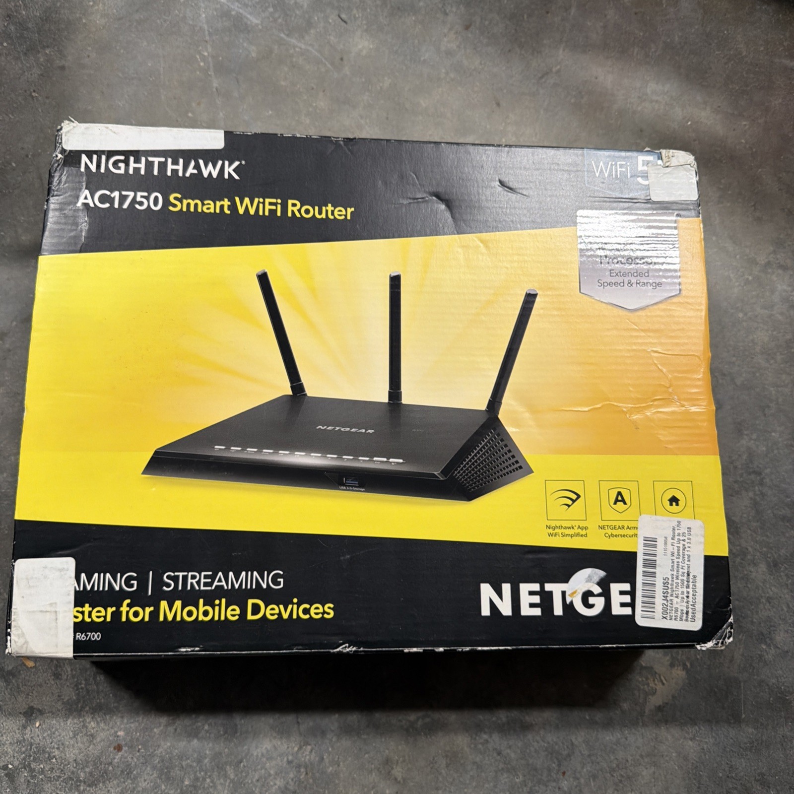Netgear Nighthawk smart WiFi Router Model R6700 (AC1750) New