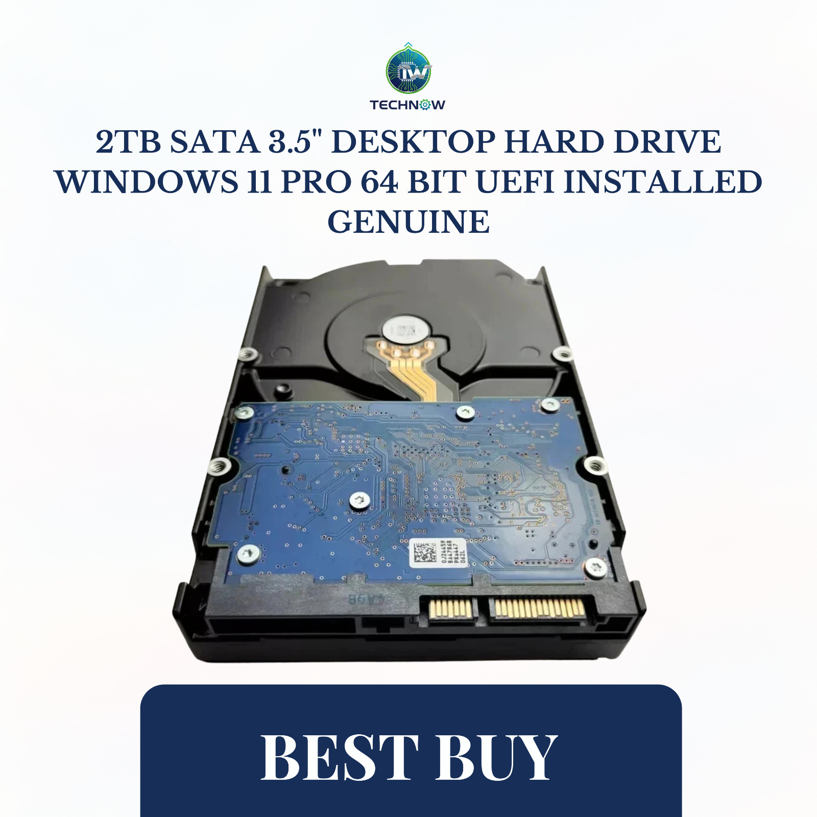 2TB SATA 3.5" Desktop Hard Drive Windows 11 Pro 64 bit UEFI Installed Genuine