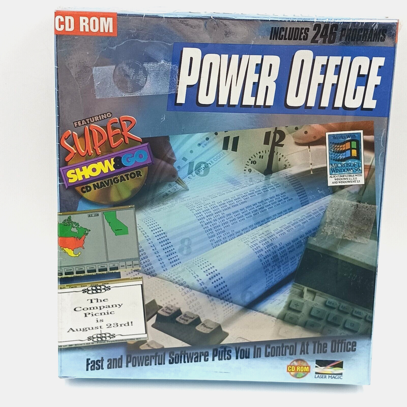 Laser Magic Power Office CD ROM Software 95 Windows 1995 Vintage 246 Programs