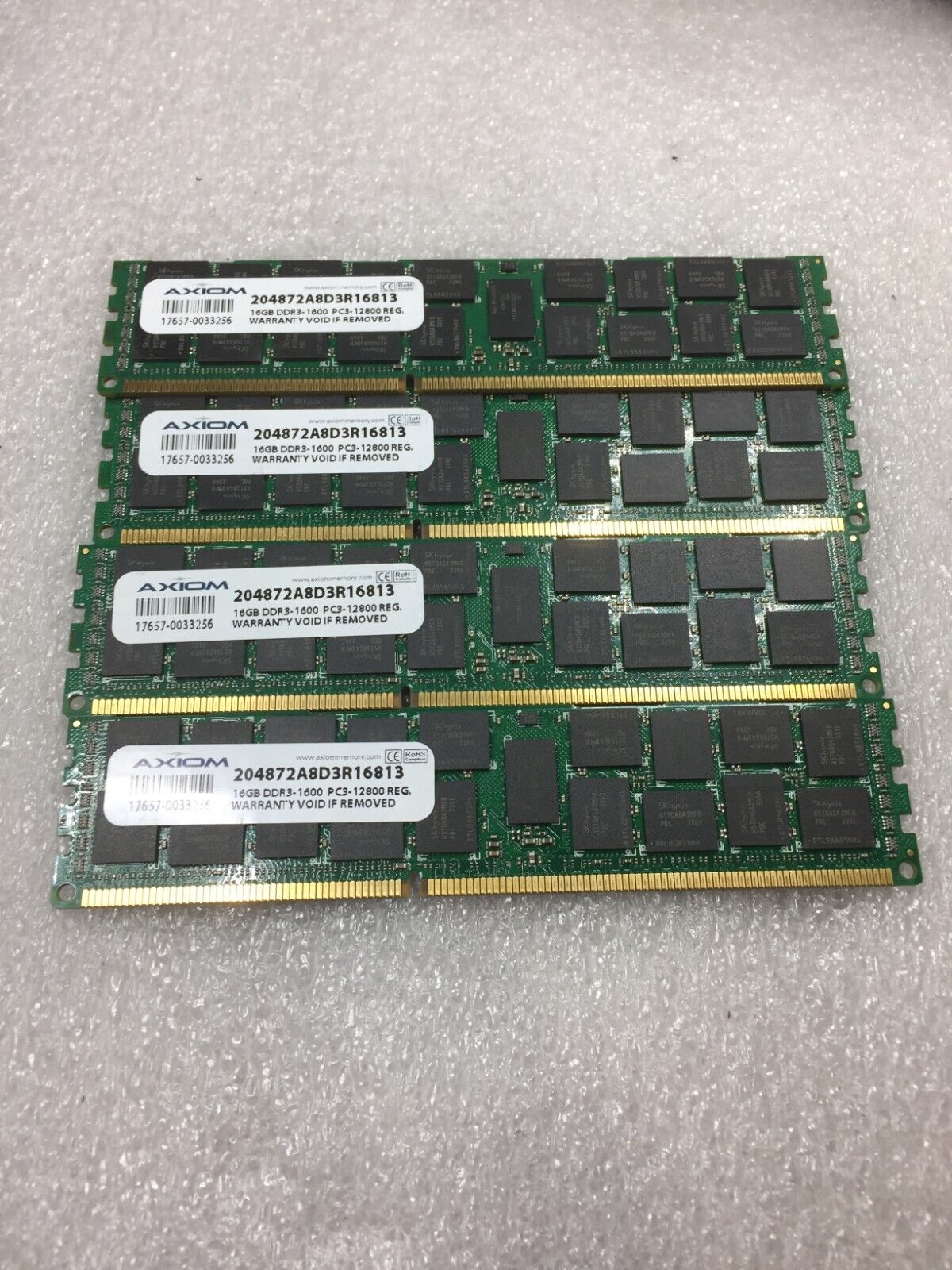 64GB  4x Axiom 16GB PC3-12800 DDR3-1600 Reg. SERVER Memory RAM 204872A8D3R16813