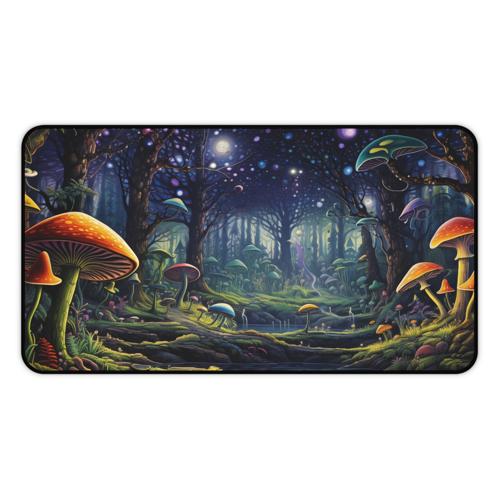 Bioluminescent Flora Deskmat - Aesthetic Realistic Image, Mushroom Desk Pad