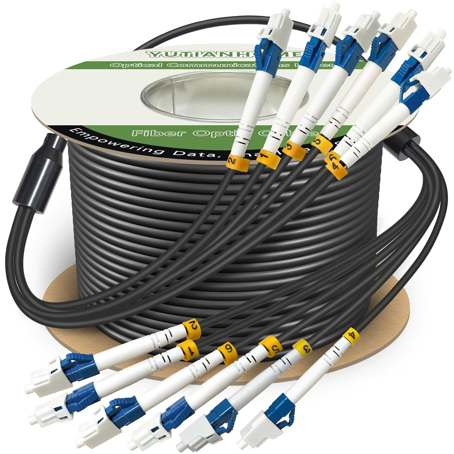 75 Meters 6 Core Industrial TPU LC to LC Outdoor Armored Fiber Optic Cable, OS2 