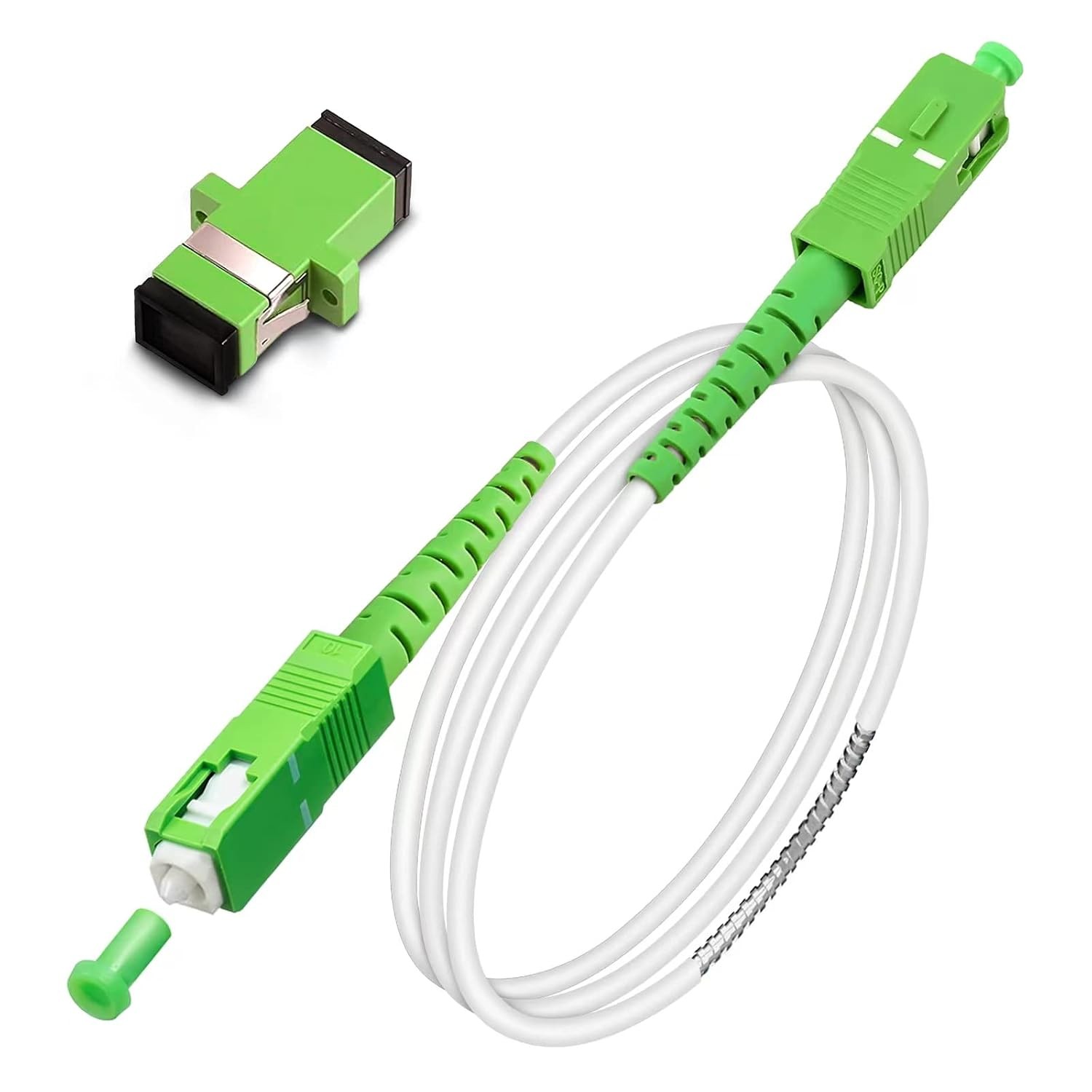 Single Mode Fiber Optic Patch Cable 5m SC APC to SC APC Armored White Single