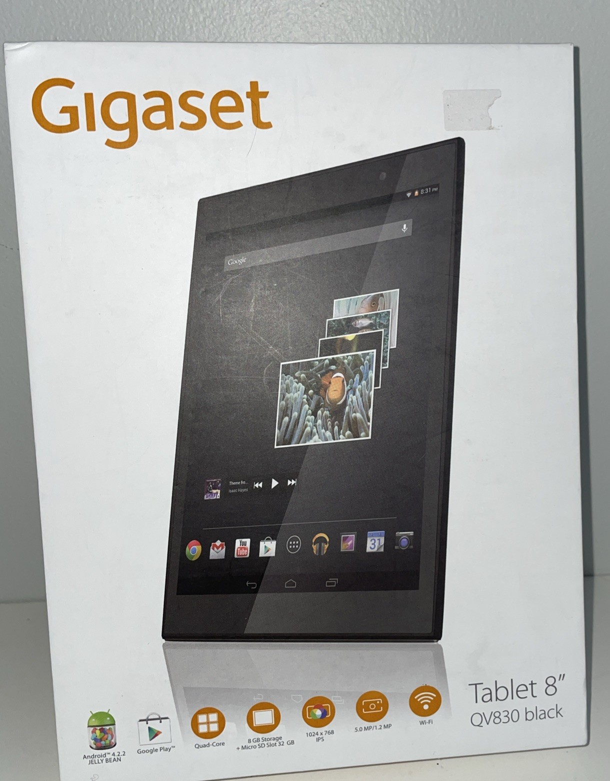 Gigaset QV830 Android Tablet 8" Wi-Fi 8GB Black, new Open Box