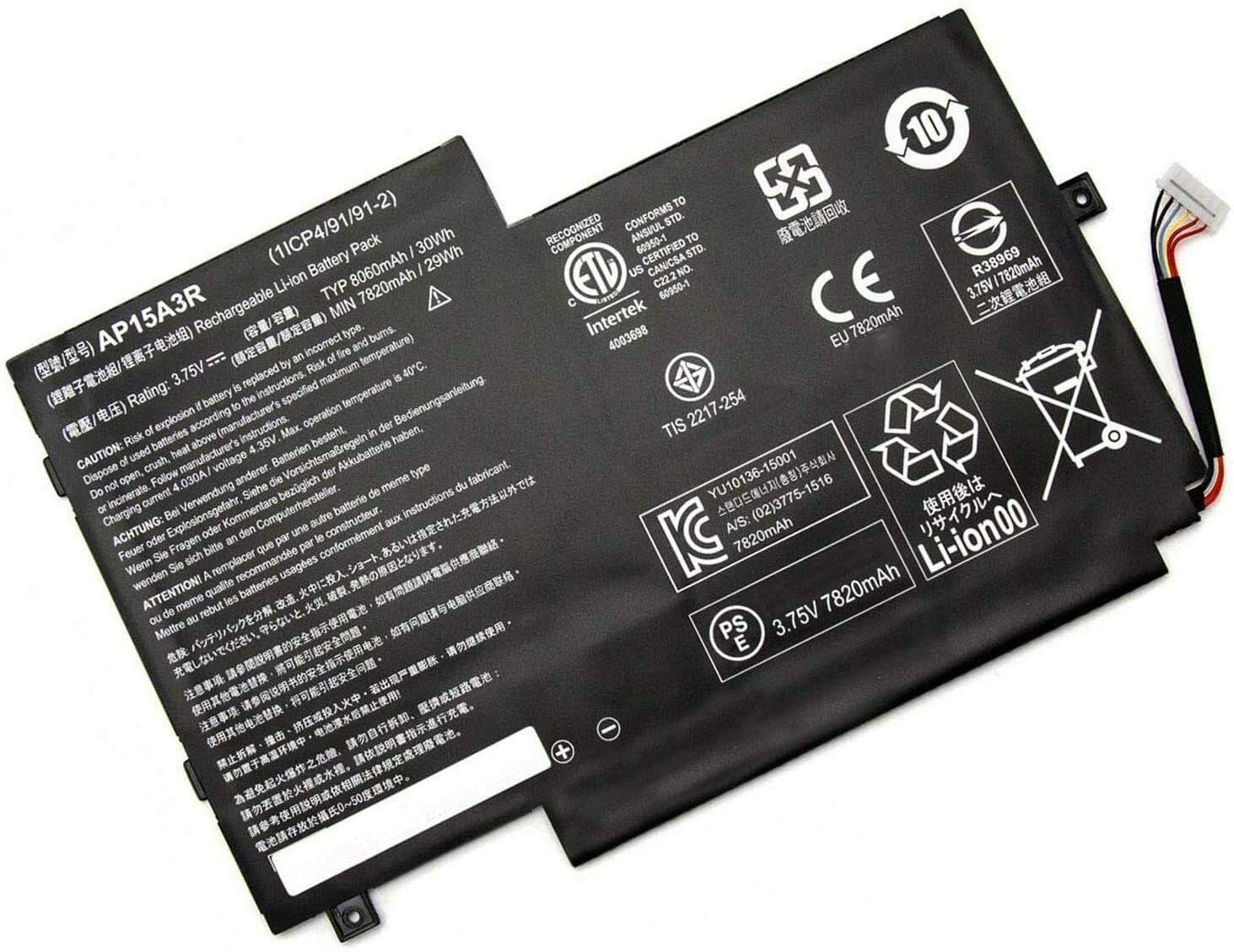 Battery AP15A3R FOR ACER Aspire switch 10E SW3-013P 3.75V 30Wh 8060mAh