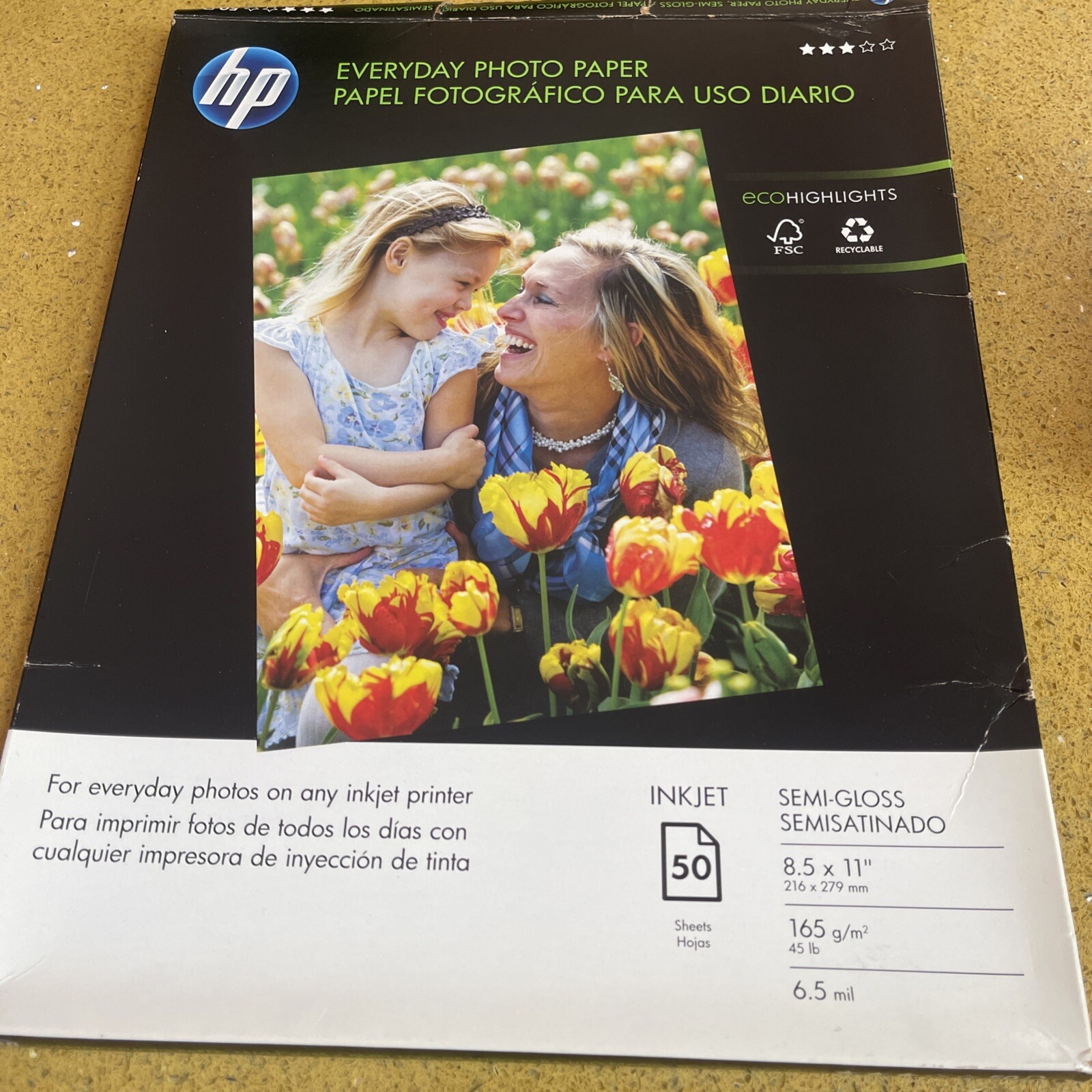 HP Q8723A Everyday Semi Gloss Photo Paper 30 Sheets 8.5" x 11",open Box