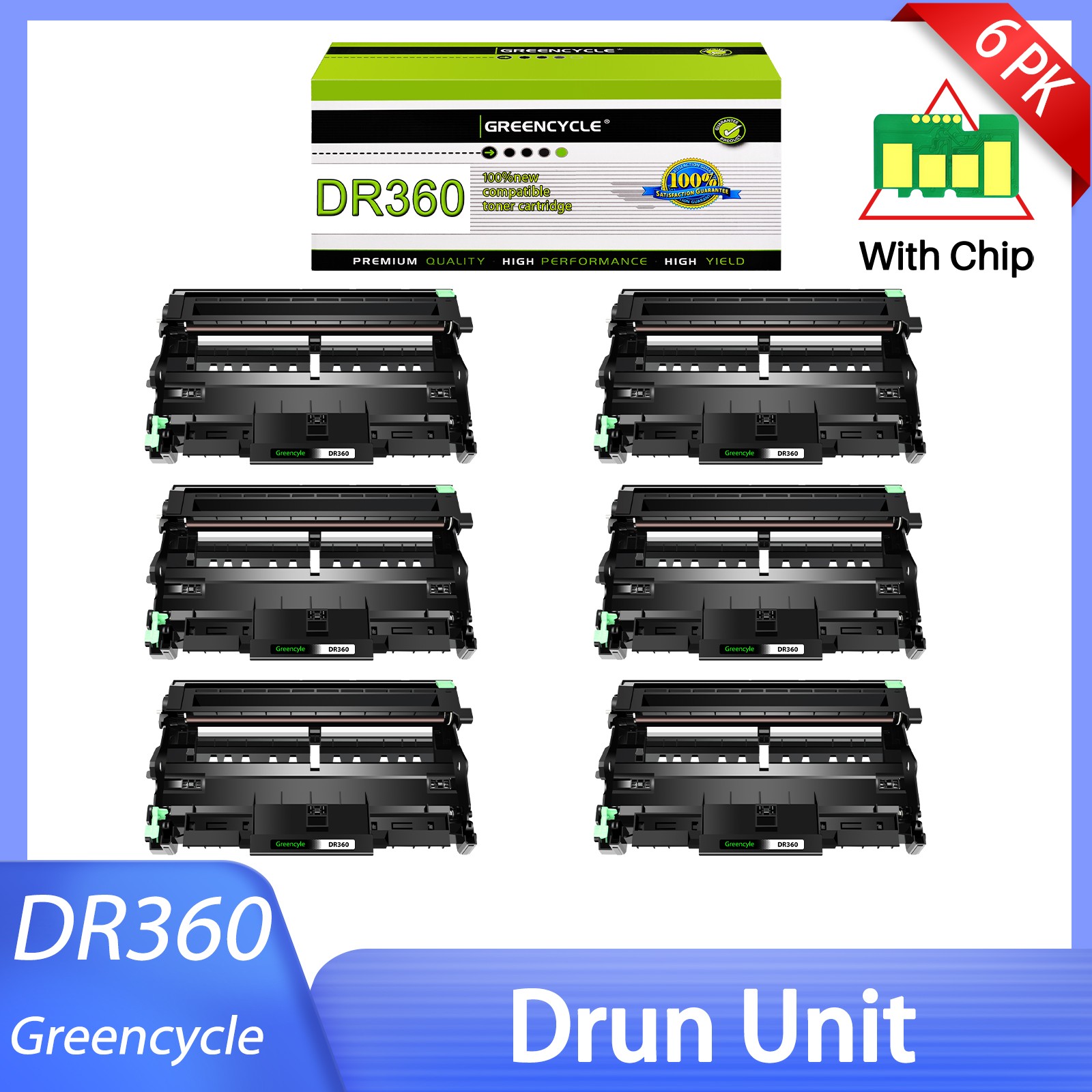 6PK DR360 Black High Yield Drum Unit Compatible with Brother MFC-7345N MFC-7440N