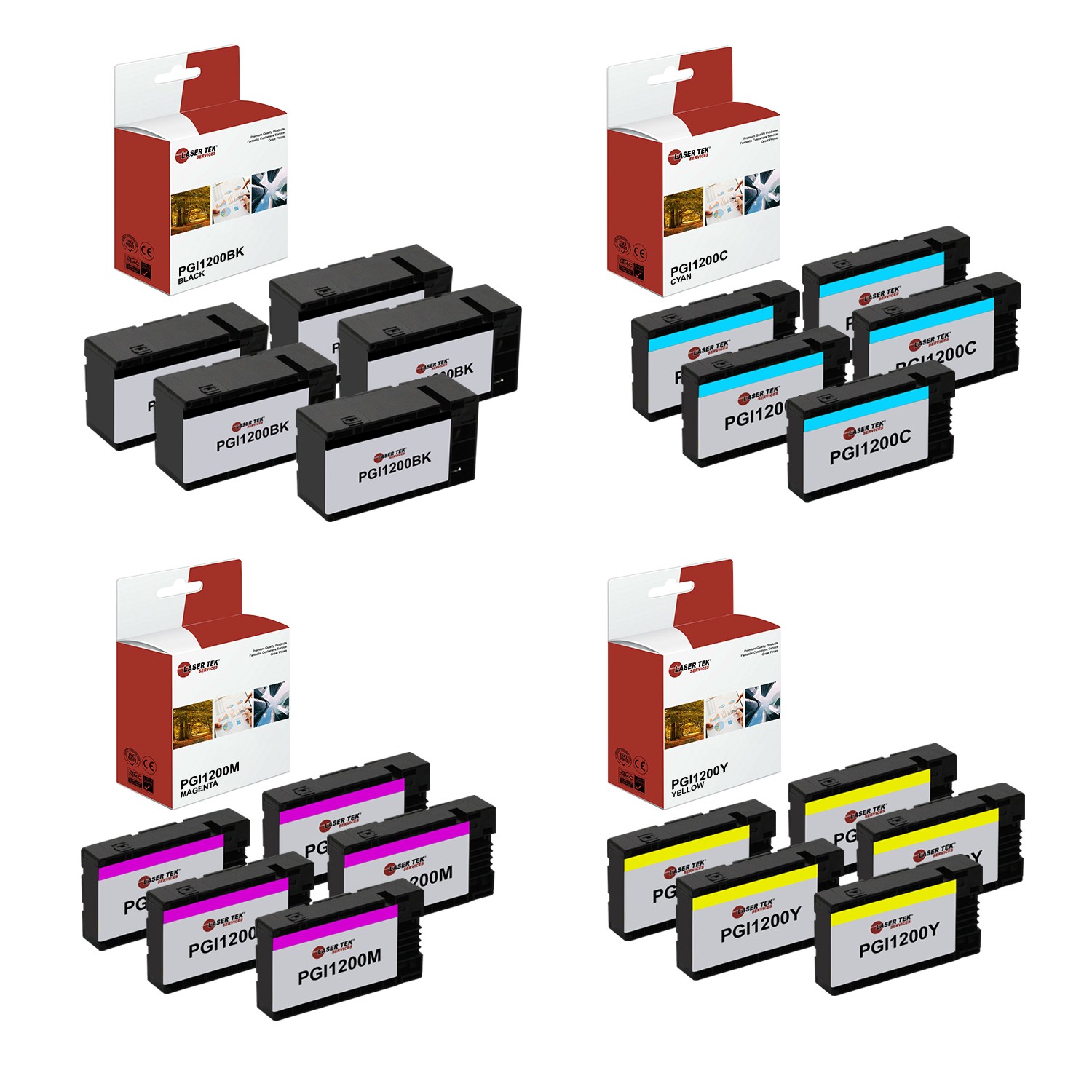 20Pk LTS PGI-1200 BCMY HY Compatible for Canon Maxify MB2020 MB2050 Ink