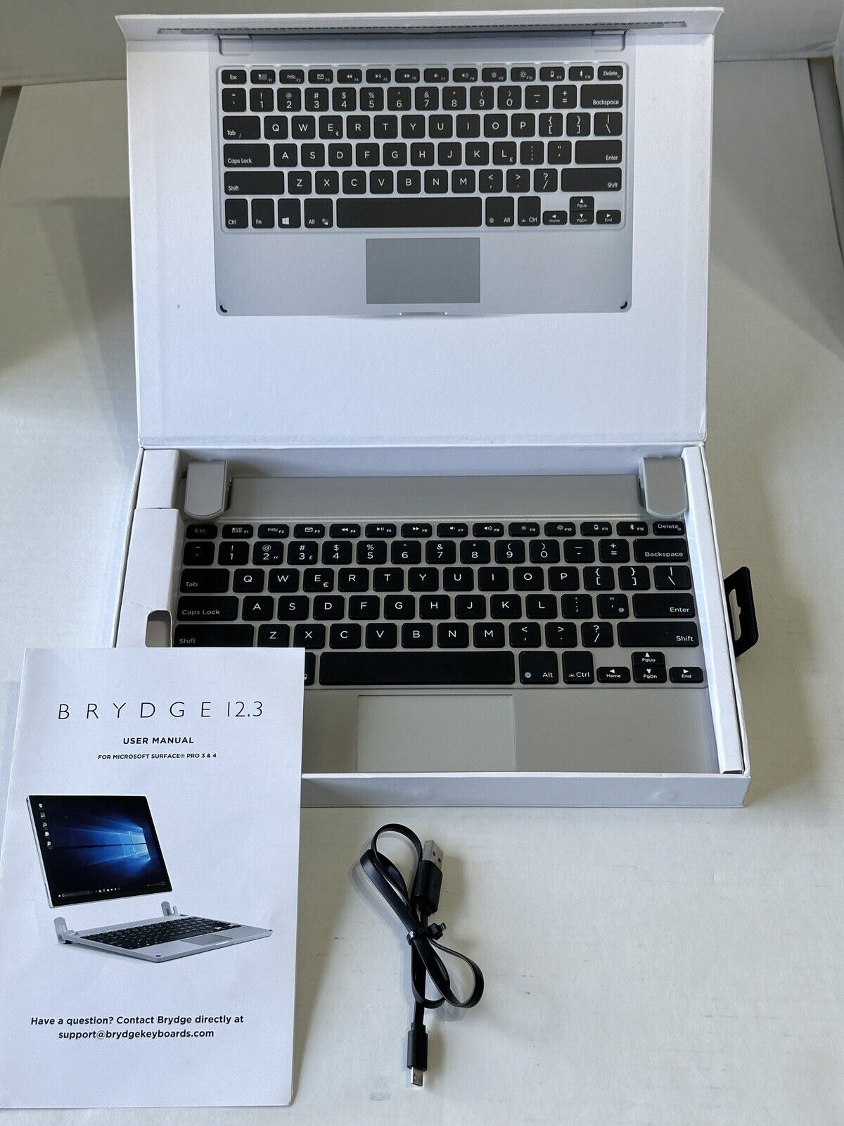Brydge 12.3 Aluminum Wireless Keyboard for Microsoft Surface Pro Silver BRY7001