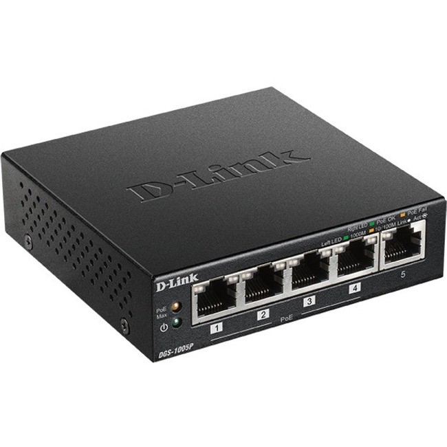 D-Link 5-Port Desktop Gigabit PoE+ Desktop Switch DGS-1005P
