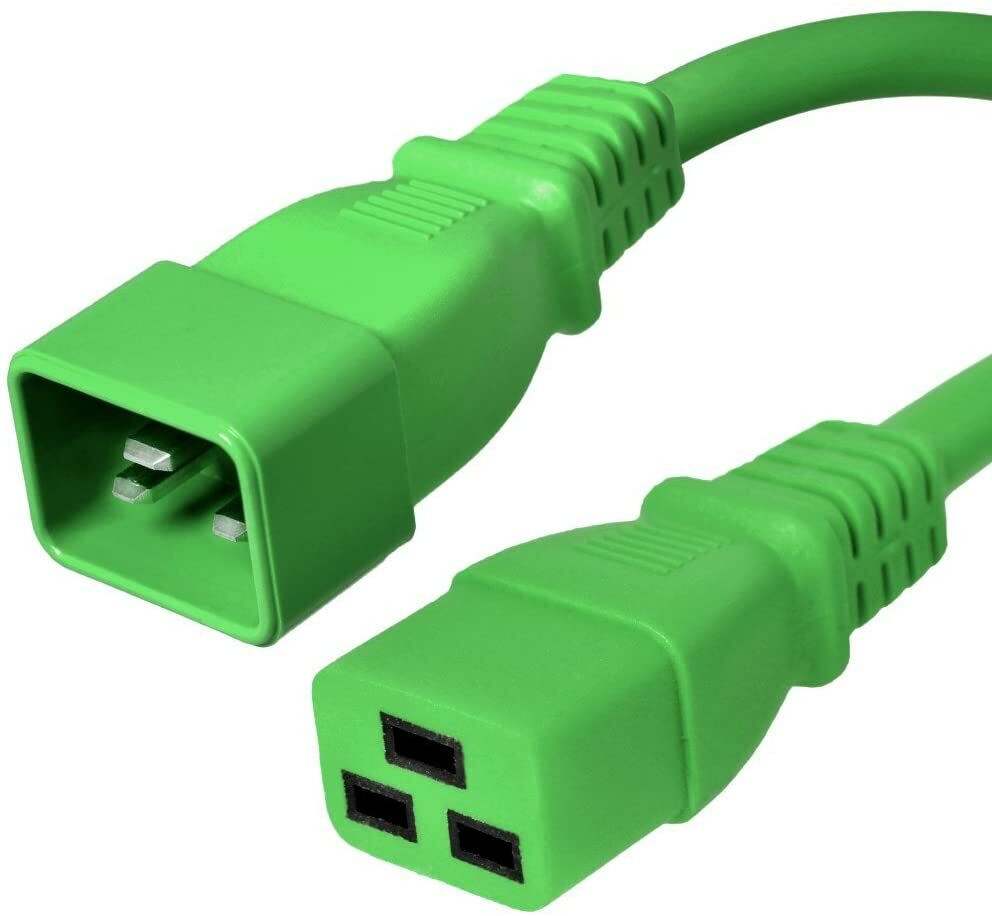 2FT IEC C20 - C19 Green Power Cord 12AWG 20A/2500W 100-250V 0.6M