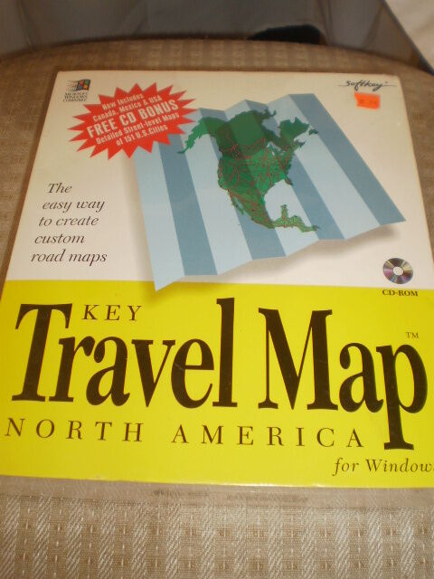 New Sealed Key Travel Map North America For Windows CD-ROM 1994 Softkey Int. NEW
