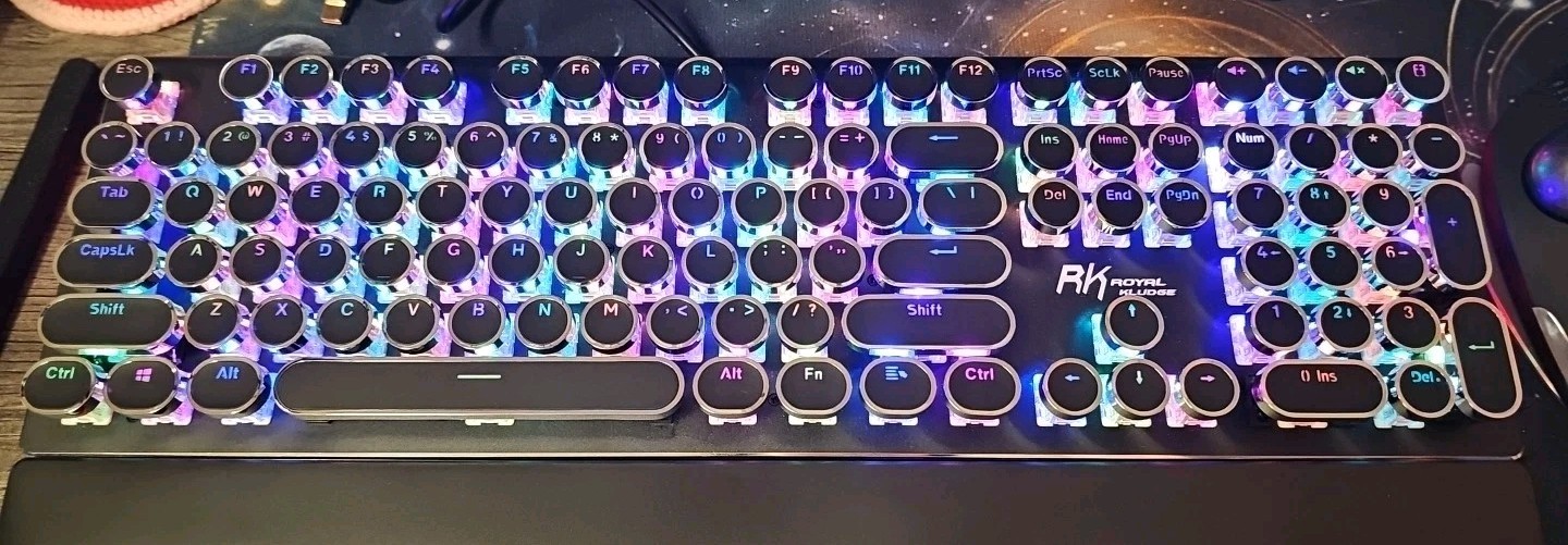 Doublew Typewriter Style Mechanical Gaming Keyboard with LED Lights - Black