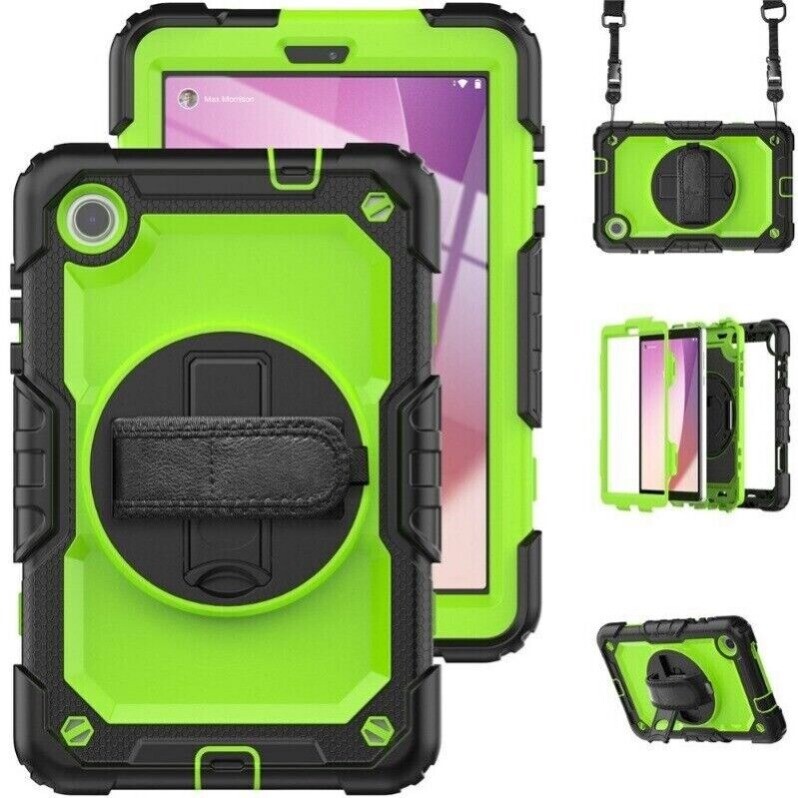 For Lenovo Tab M8 4th Gen Case Heavy Duty Shockproof Rotating Stand Cover Strap