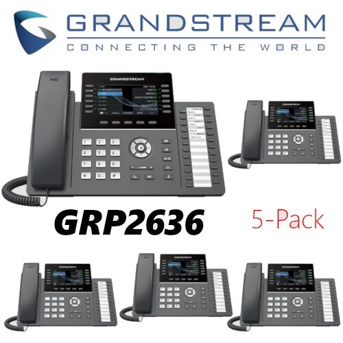 5 Grandstream GRP2636 12-Line 6 SIP IP Phone Color Screen Dual Gigabit Lot