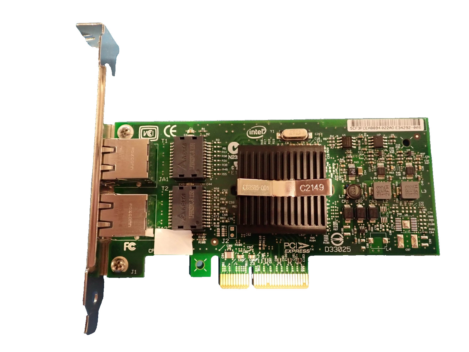 Intel 46K6601 Dual Port High Efficiency Internal Ethernet Card PCIe BaseTX 1Gbps