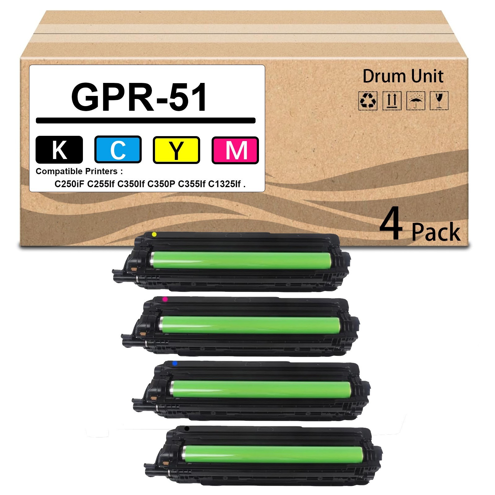4 Pack GPR-51 Drum Unit Use with C250iF C255If C350If C350P C355If C1325If .