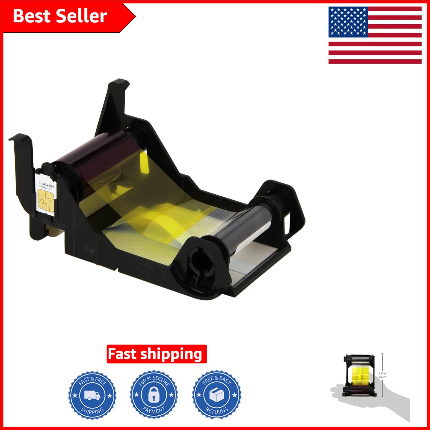 Zebra 800011-140 YMCKO Full-Color Ribbon for ZXP Series 1 Printers - 100 Prints