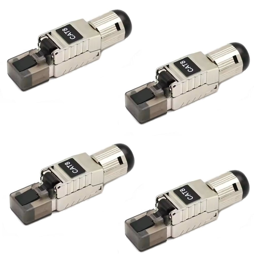 4x CAT8 RJ45 Network LAN Ethernet Shielded Plug Connector 2000MHz Toolless