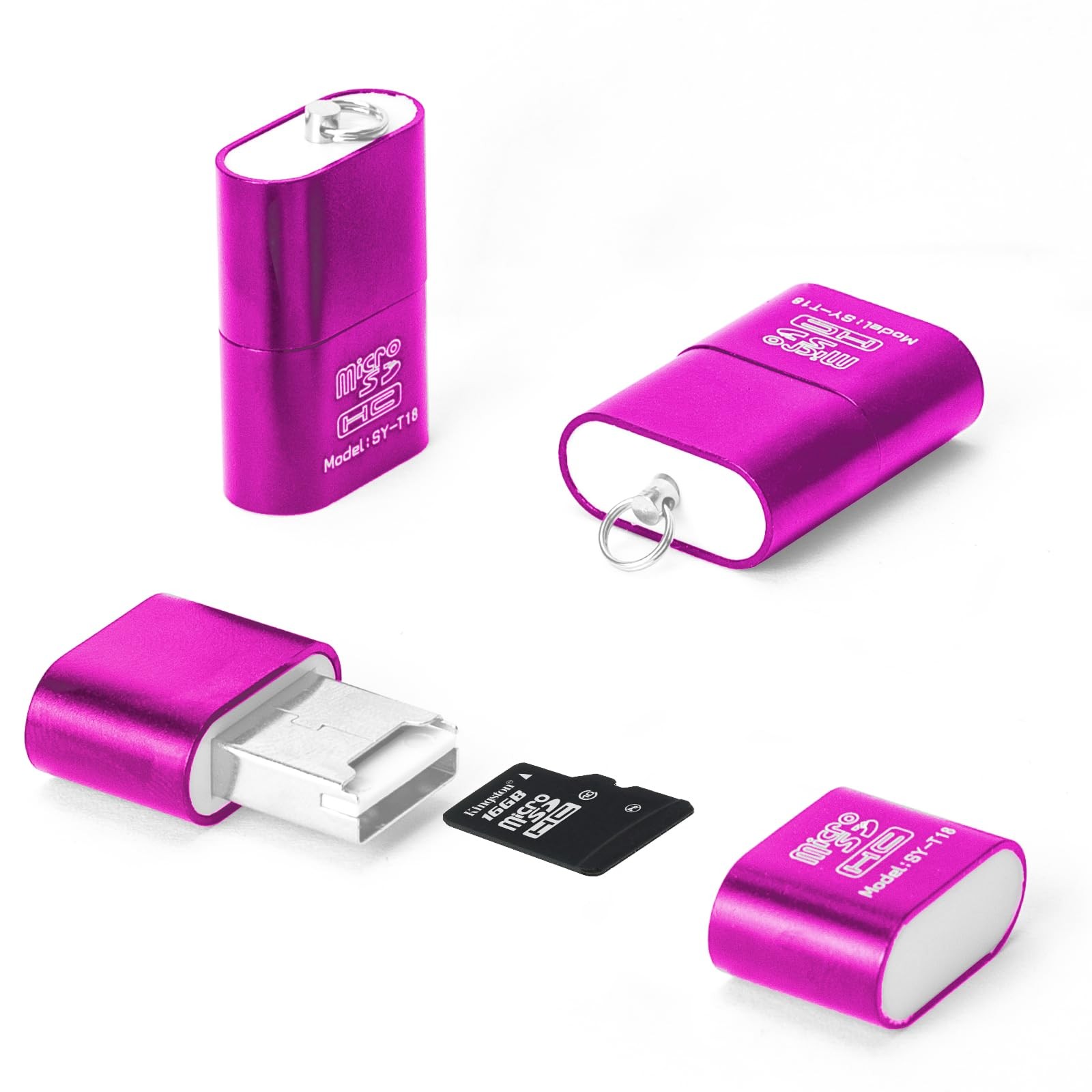 [3 Pack] Micro SD Card Reader for Android,Micro to USB Rose Red