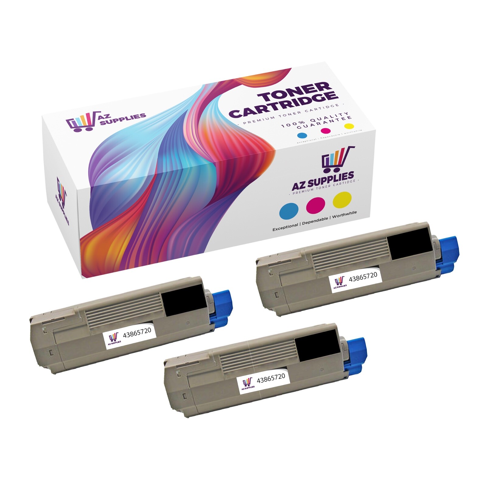 OKI Data Compatible Toner Cartridge for 43865720 C5850 C6150 C6150DN Black 3 PK