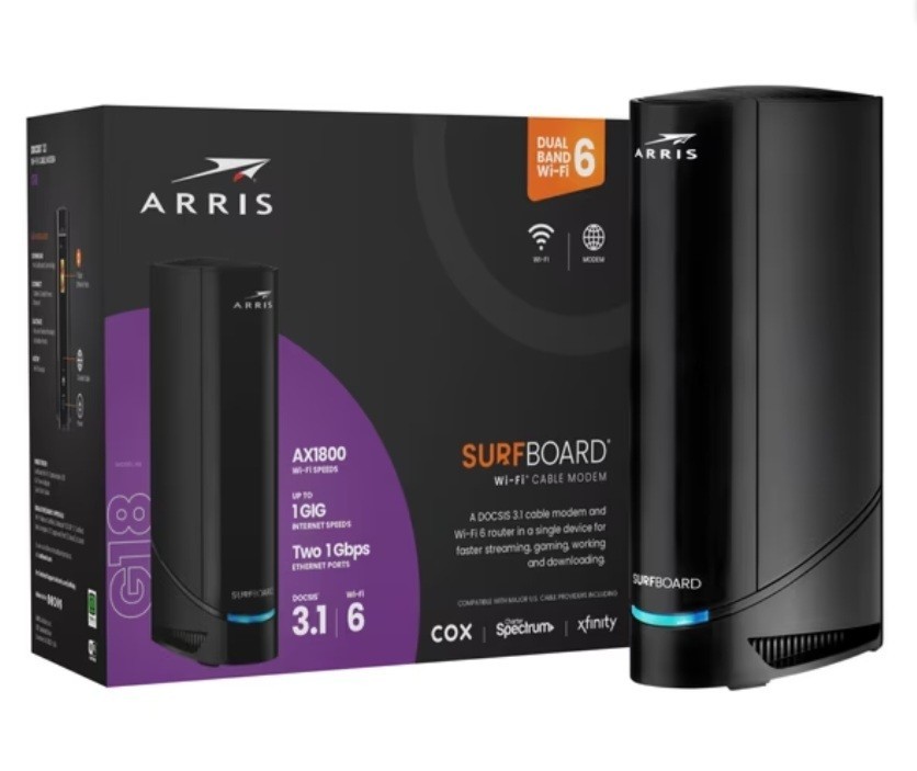 ARRIS G18 AX1800 D3.1 Wi-Fi 6 Cable Modem Router Open Box Tested