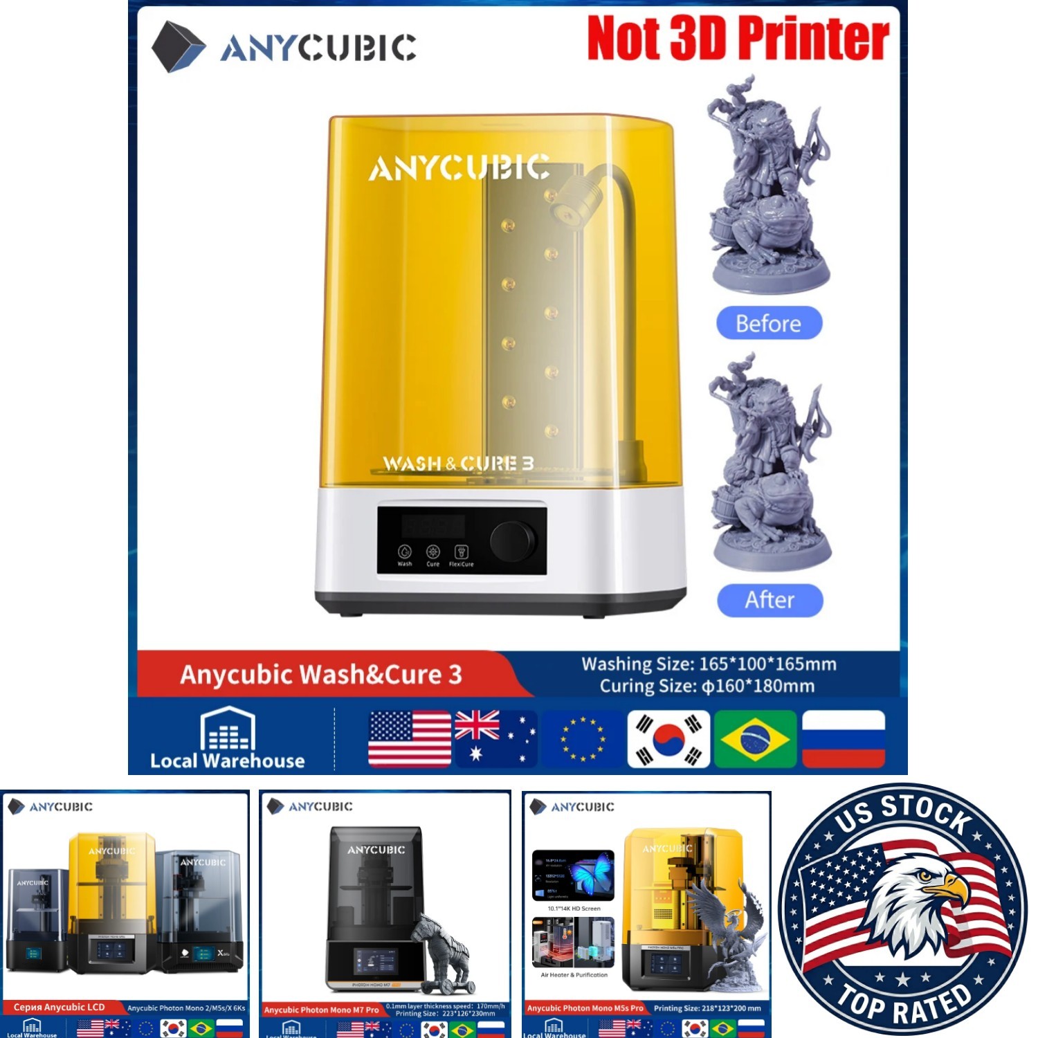 ANYCUBIC Photon M7 3D Printer - LCD Resin with USB and  - Wash and Cure 3
