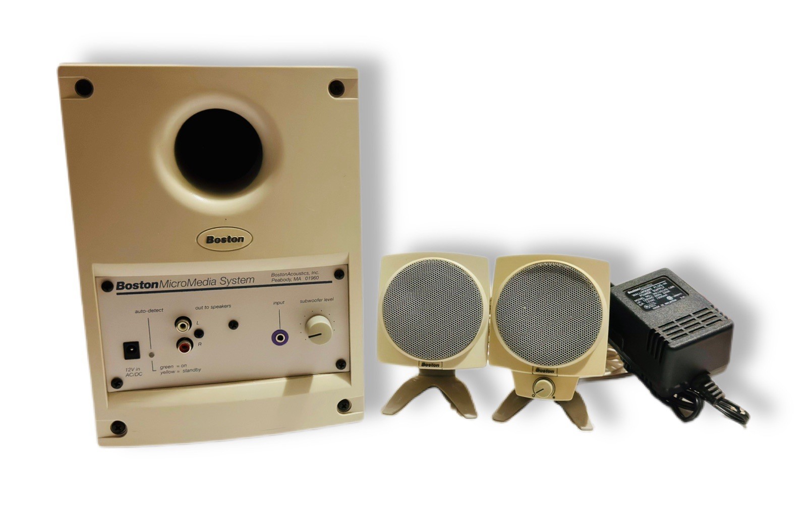 Boston Acoustics MicroMedia System 2.1 Computer Speakers Subwoofer Works Great