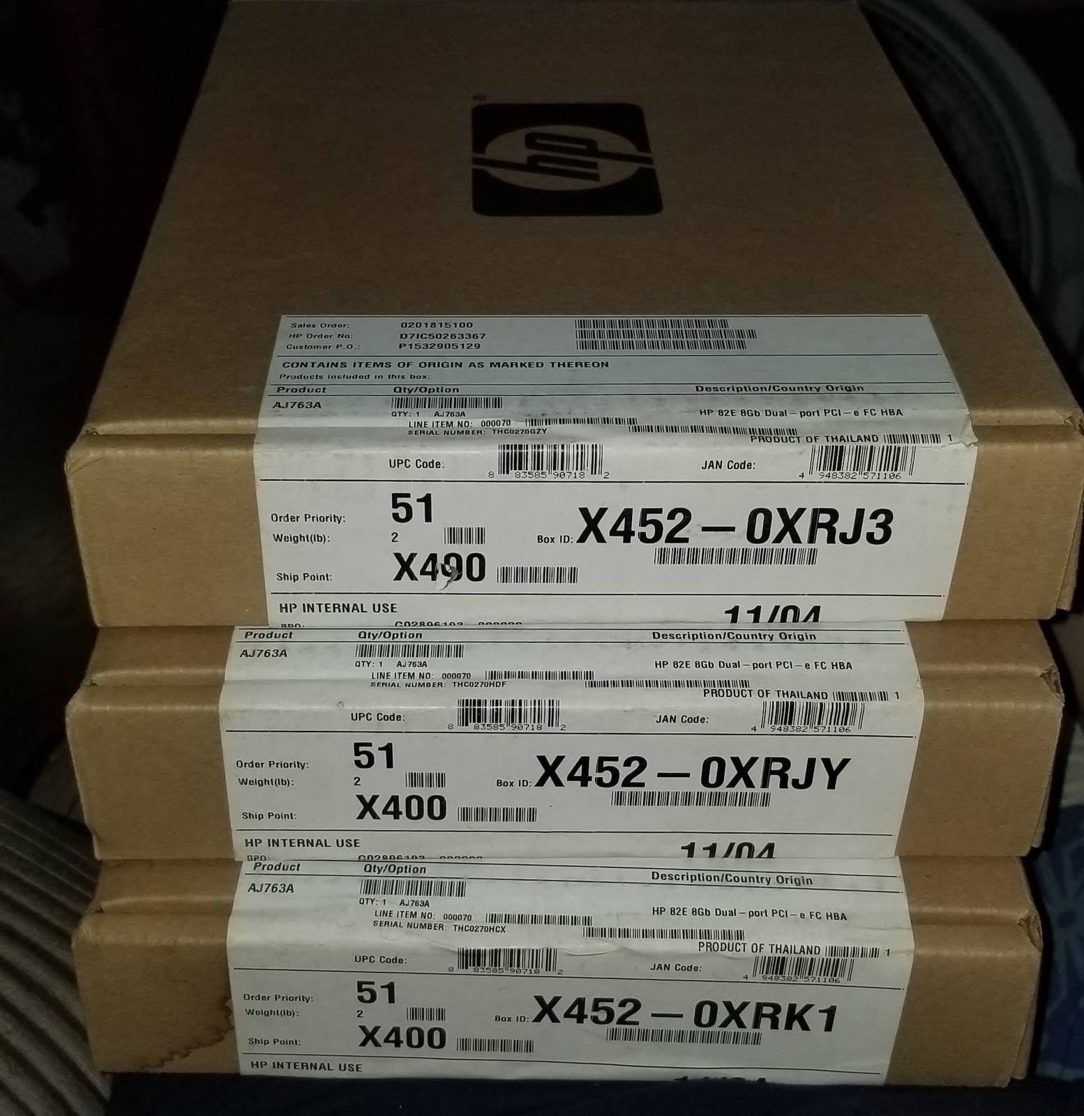 New Factory Sealed HP Emulex AJ763A PCIe 2-Port 8Gb Fibre Channel 489193-001