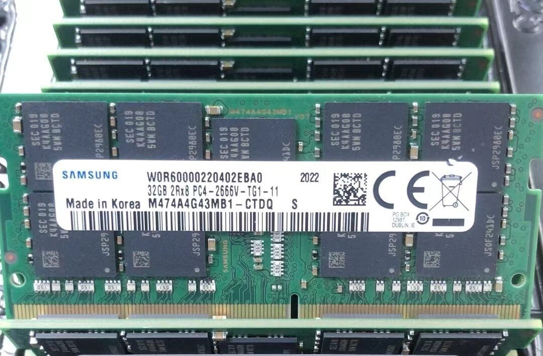 Samsung 32GB DDR4 2666 Laptop ECC SODIMM RAM  PC4-21300 M474A4G43MB1-CTDQ 260pin