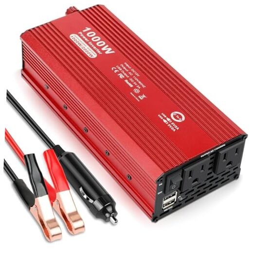 Peak Power Inverter for Vehicles - DC 12V to 110V AC Converter 1000W/2000W