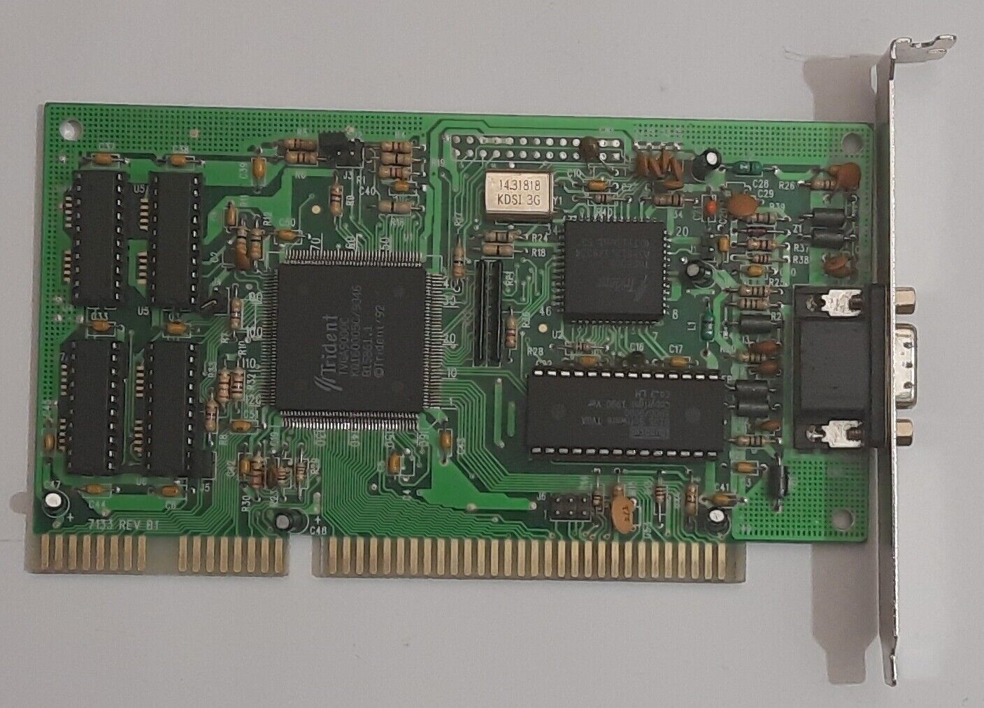 Trident 7133 Rev B1 ISA Graphics Card (TVGA9000C, 512KB, Retro, 1993)