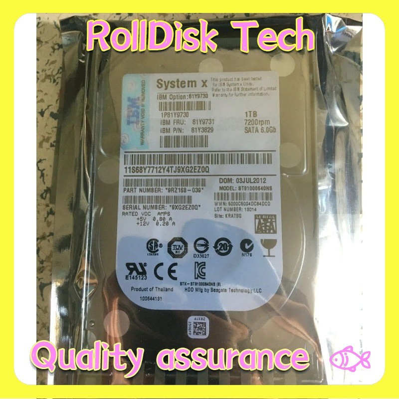 NEW 81Y9730 IBM 1TB 7.2K 6GBPS SATA 2.5 Inch SFF HS HARD DRIVE 81Y9731 81Y3829