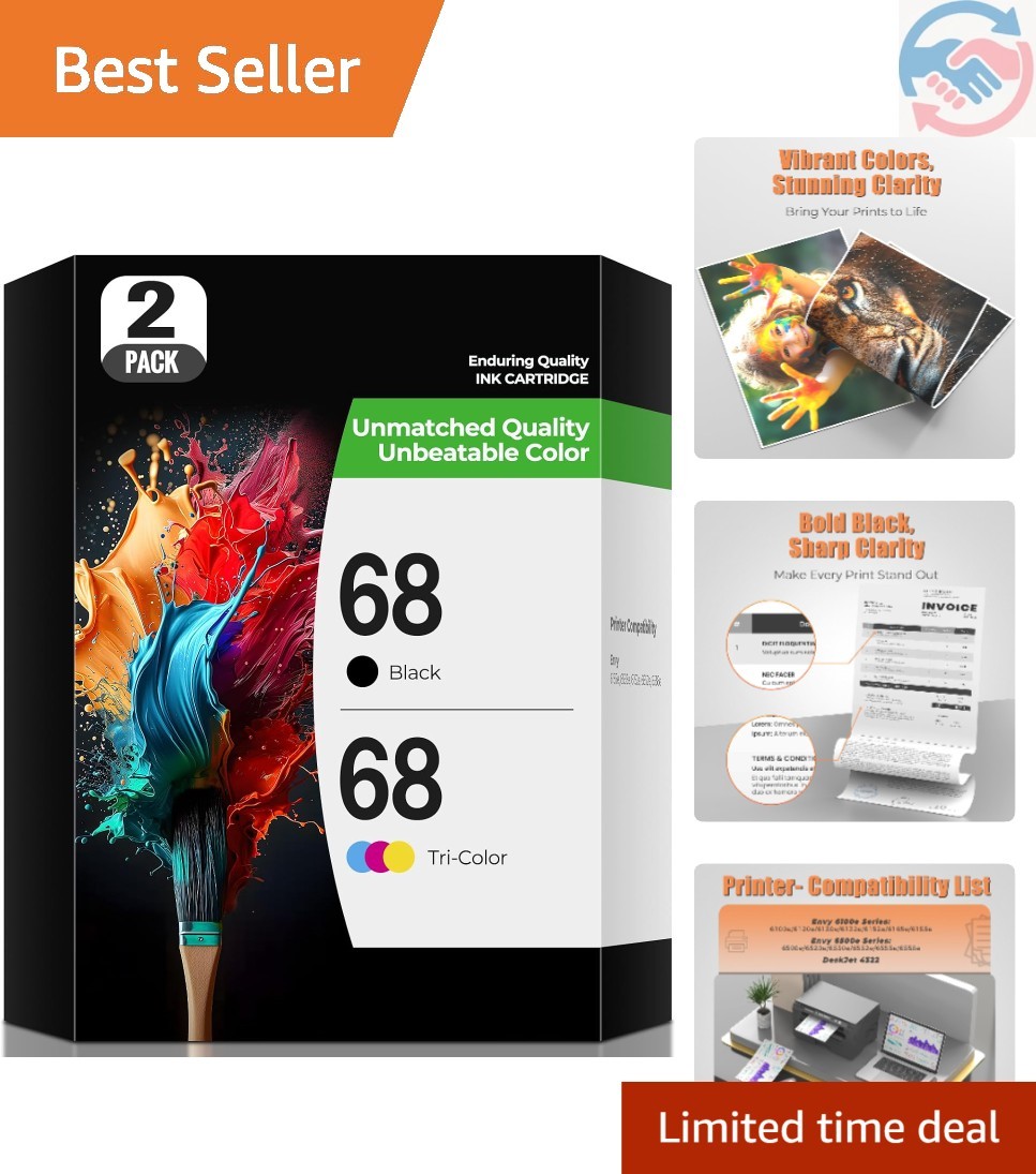 68 Ink Cartridges for Envy 6555e 6155e Ink Compatible with HP68 Ink 68e 68XL ...